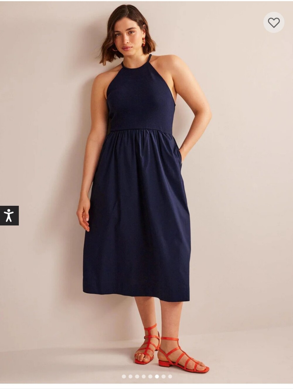 Boden Navy Blue Ribbed Halterneck Midi Dress Size 14